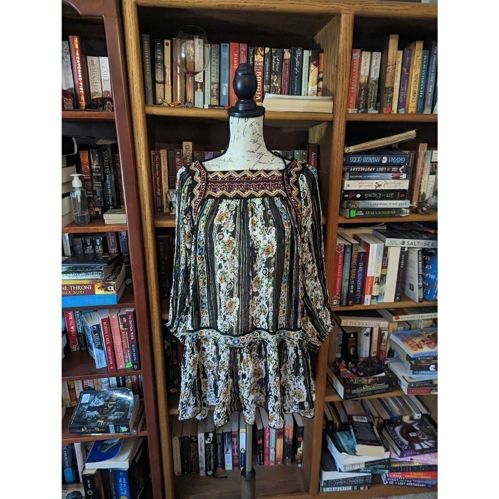 free people dance magic sheer chiffon tunic dress no slip sz s euc